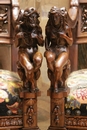 Renaissance style Arm chairs in Walnut, France 19th century