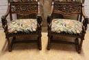 Renaissance style Arm chairs in Walnut, France 19th century