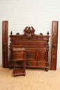 Renaissance style Bed and nightstand in Walnut, France 19th century