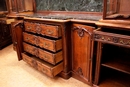 Regency style Cabinet in Oak and marble, France 19th century