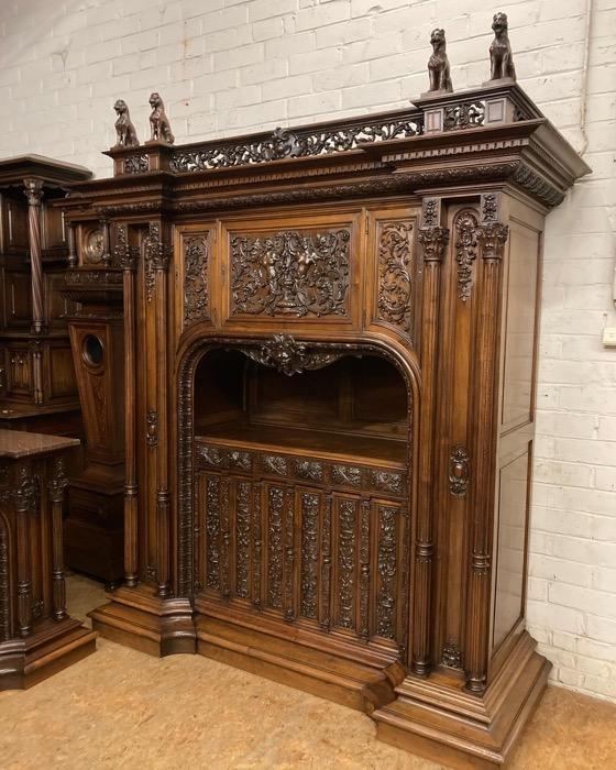 Exceptional renaissance cabinet and server in walnut