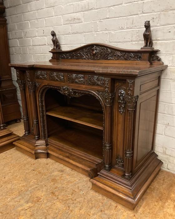 Exceptional renaissance cabinet and server in walnut