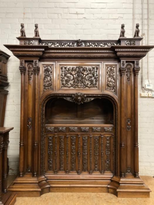 Exceptional renaissance cabinet and server in walnut