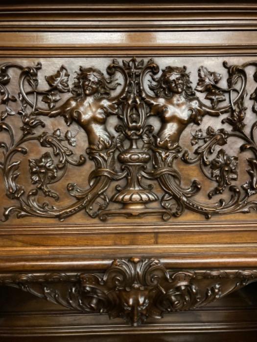 Exceptional renaissance cabinet and server in walnut