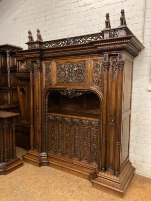 Exceptional renaissance cabinet and server in walnut