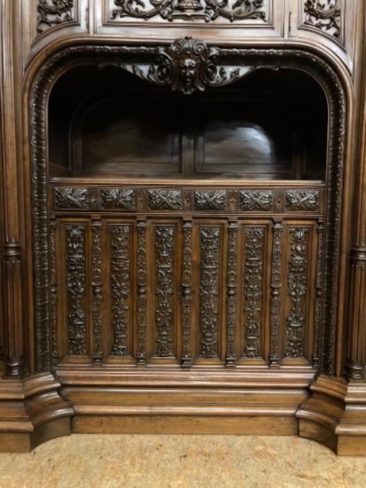 Exceptional renaissance cabinet and server in walnut