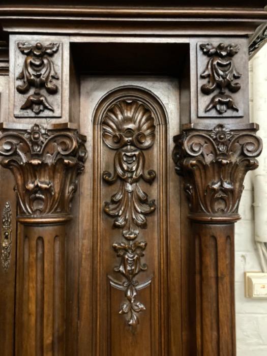 Exceptional renaissance cabinet and server in walnut