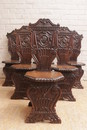 Renaissance style Chairs and table in Oak, France 19th century