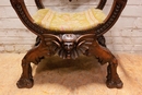 Renaissance style Arm chair in Walnut, France 19th century