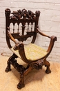 Renaissance style Arm chair in Walnut, France 19th century