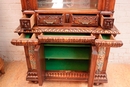 Renaissance style Display cabinet in walnut and faience, France 19th century