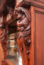 Renaissance style Display cabinet in walnut and faience, France 19th century