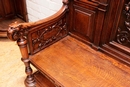 Renaissance style Hall bench in Oak, France 19th century