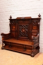 Renaissance style Hall bench in Oak, France 19th century