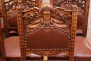 Renaissance style Table and chairs in Walnut, France 19th century