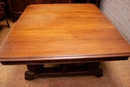 Renaissance style Table and chairs in Walnut, France 19th century