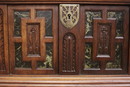 Renaissance style Trunk in walnut and marble, France 19th century