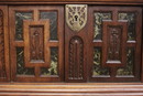 Renaissance style Trunk in walnut and marble, France 19th century