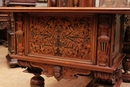 Renaissance style Desk in rosewood and ebony, Belgium 19th century