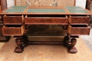 Renaissance style Desk in rosewood and ebony, Belgium 19th century