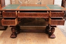 Renaissance style Desk in rosewood and ebony, Belgium 19th century