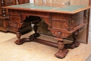 Renaissance style Desk in rosewood and ebony, Belgium 19th century