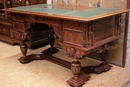 Renaissance style Desk in rosewood and ebony, Belgium 19th century