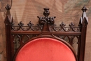 Gothic style Arm chairs in Walnut, France 19th century