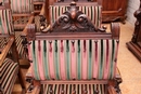 Renaissance style Arm chairs in Walnut, France 19th century