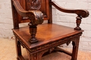 Renaissance style Arm chair in Walnut, France 19th century