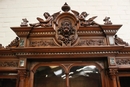 Walnut renaissance style Bookcase with marble inlay , France 19th century