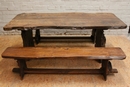 style Farm table and matching benches in elm, France 1920