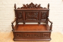 Breton style Hall Bench in Oak, France 19th century