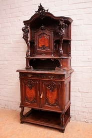 Figural Louis XV style cabinet in walnut