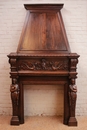 Renaissance style Fire mantle in Walnut, France 19th century