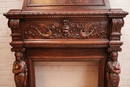 Renaissance style Fire mantle in Walnut, France 19th century