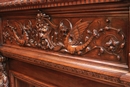 Renaissance style Fire mantle in Walnut, France 19th century