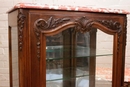 Louis XV style Display cabinet in walnut and marble, France 1920