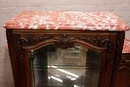 Louis XV style Display cabinet in walnut and marble, France 1920
