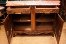 Louis XV style Cabinet in walnut and marble, France 1920