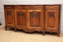 French provencal style Sideboard in walnut and marble, France 1900