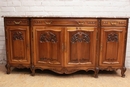 French provencal style Sideboard in walnut and marble, France 1900