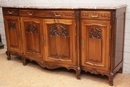 French provencal style Sideboard in walnut and marble, France 1900