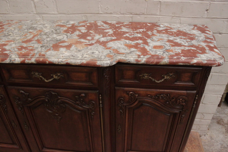 French walnut Louis XV bombe marble top sideboard