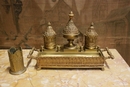 Gothic style Inkwell set in gilt bronze, France 19th century