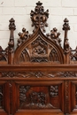 Gothic style 3 Pc walnut monumental Gothic bedroom in Walnut, France 19th century