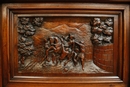 Gothic style 3 Pc walnut monumental Gothic bedroom in Walnut, France 19th century