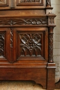 Gothic style 3 Pc walnut monumental Gothic bedroom in Walnut, France 19th century