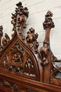 Gothic style 3 Pc walnut monumental Gothic bedroom in Walnut, France 19th century