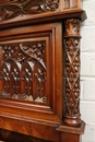 Gothic style 3 Pc walnut monumental Gothic bedroom in Walnut, France 19th century